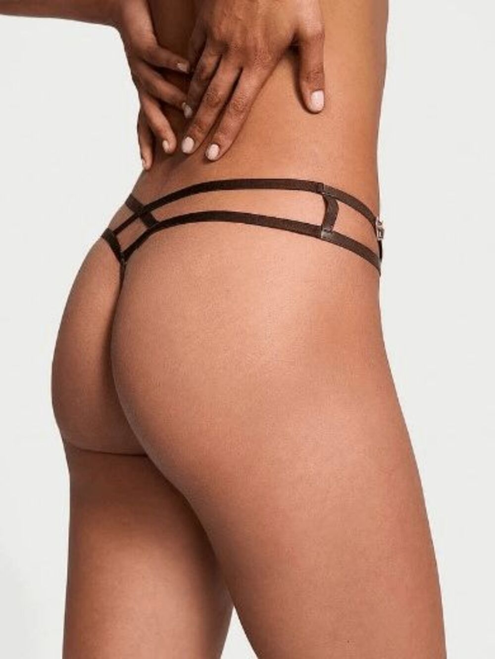 ❤️ NWT Victoria's Secret Faux Leather High-Leg Brown Crotchless XL #7392 ❤️